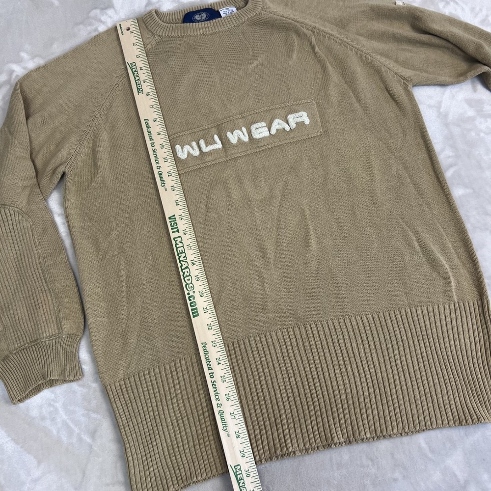Vintage Wu Wear Sweater Mens XXL Tan Cozy Knit Cotton 90s Normcore Preppy Hiphop - Picture 6 of 8